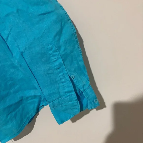 Giacomo Cinque Linen button front Shirt Antica Sartoria blue women’s size XXL - Picture 4 of 5
